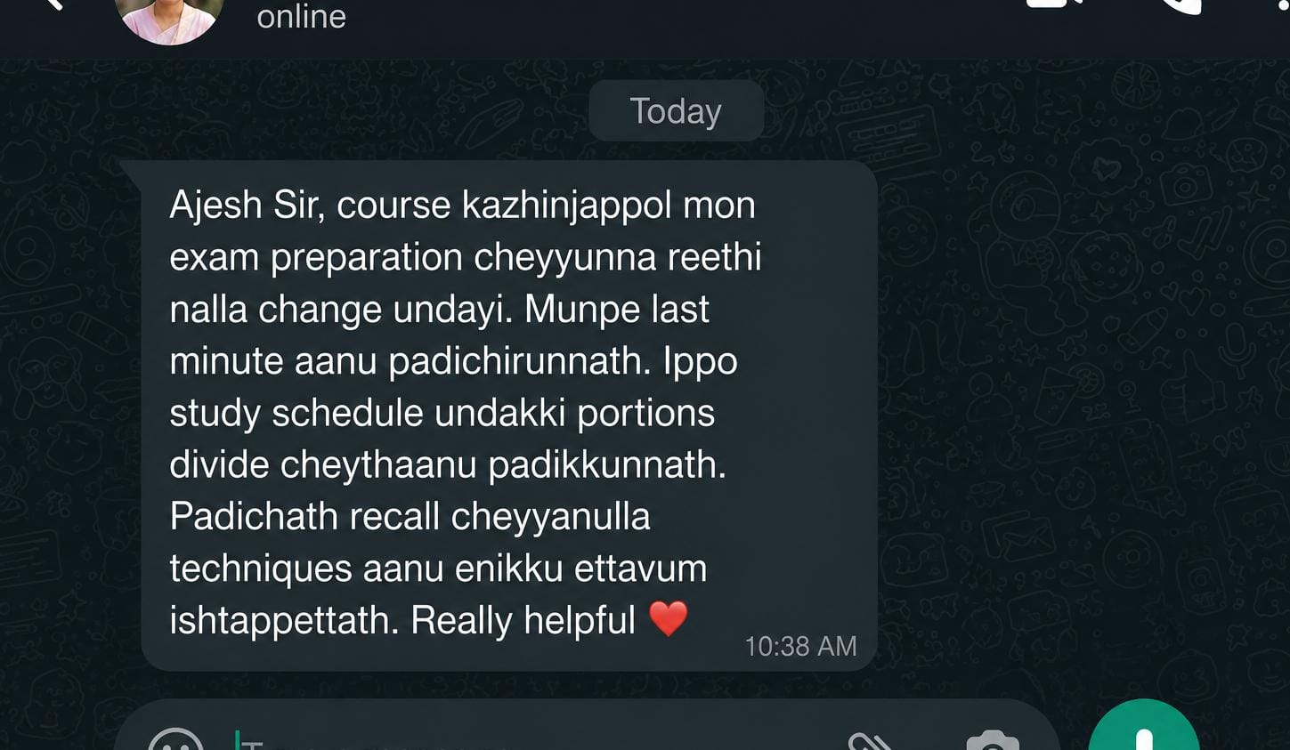 Parent feedback about study schedules and exam revision